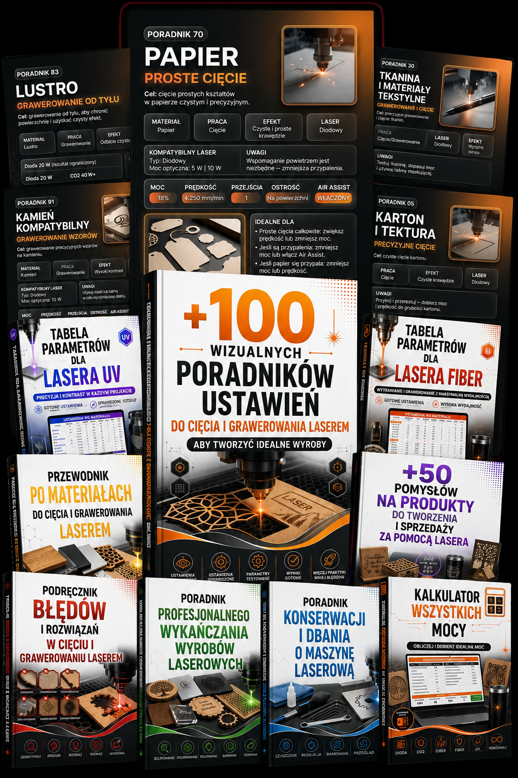 Ponad 100 kart parametrów do cięcia i grawerowania laserem